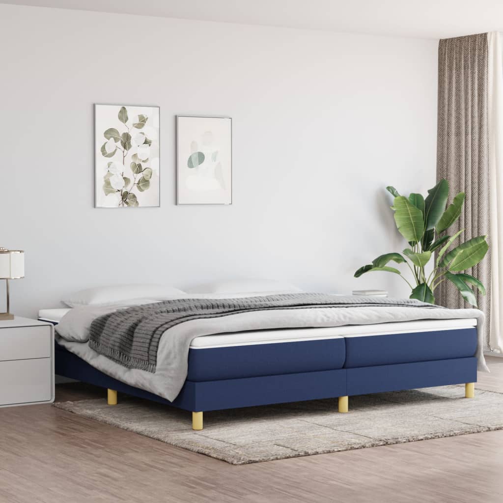 Lit à sommier tapissier avec matelas en velours bleu foncé 200x200 cm