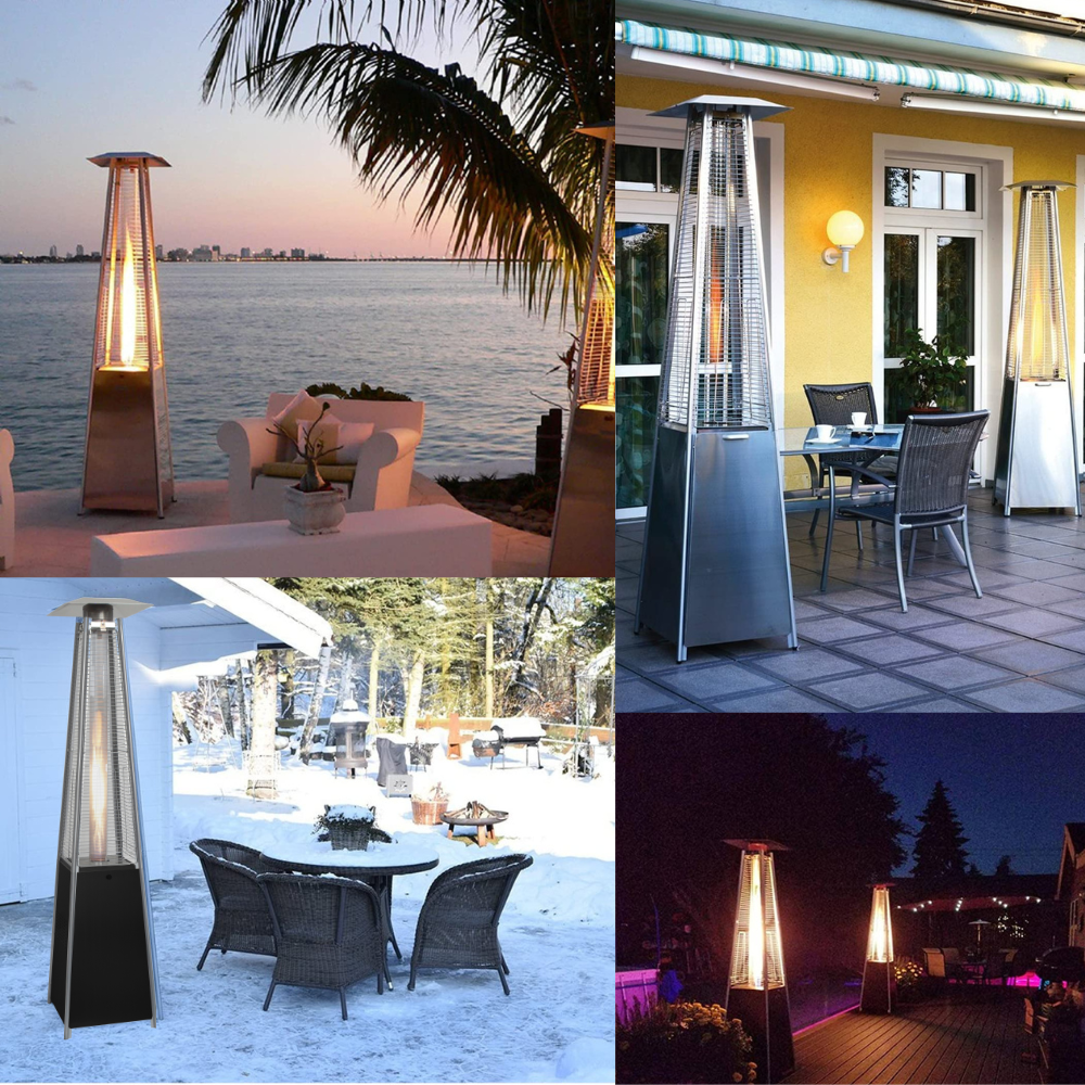 Poêle à gaz Pyramide en acier pour terrasse extérieure avec roues, chauffage, thermopatio Butane ou Gaz Propane 12.5 kw - 196 cm - 5