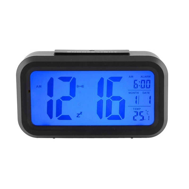 Réveil numérique silencieux noir, monobloc, avec rétroéclairage. - 2