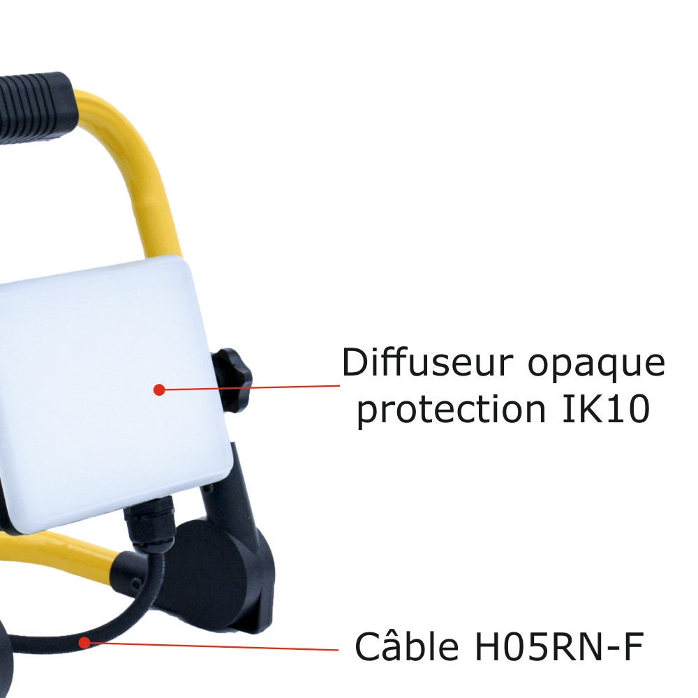 Projecteur de chantier LED 50W 4500 LM IP65 4000K câble 1,8M - garantie 5 ans - 3