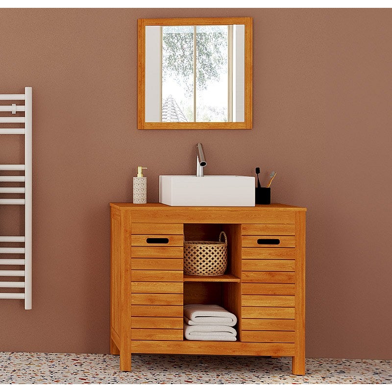 Szafka pod umywalkę z drewna akacjowego - 90 cm - PULUKAN