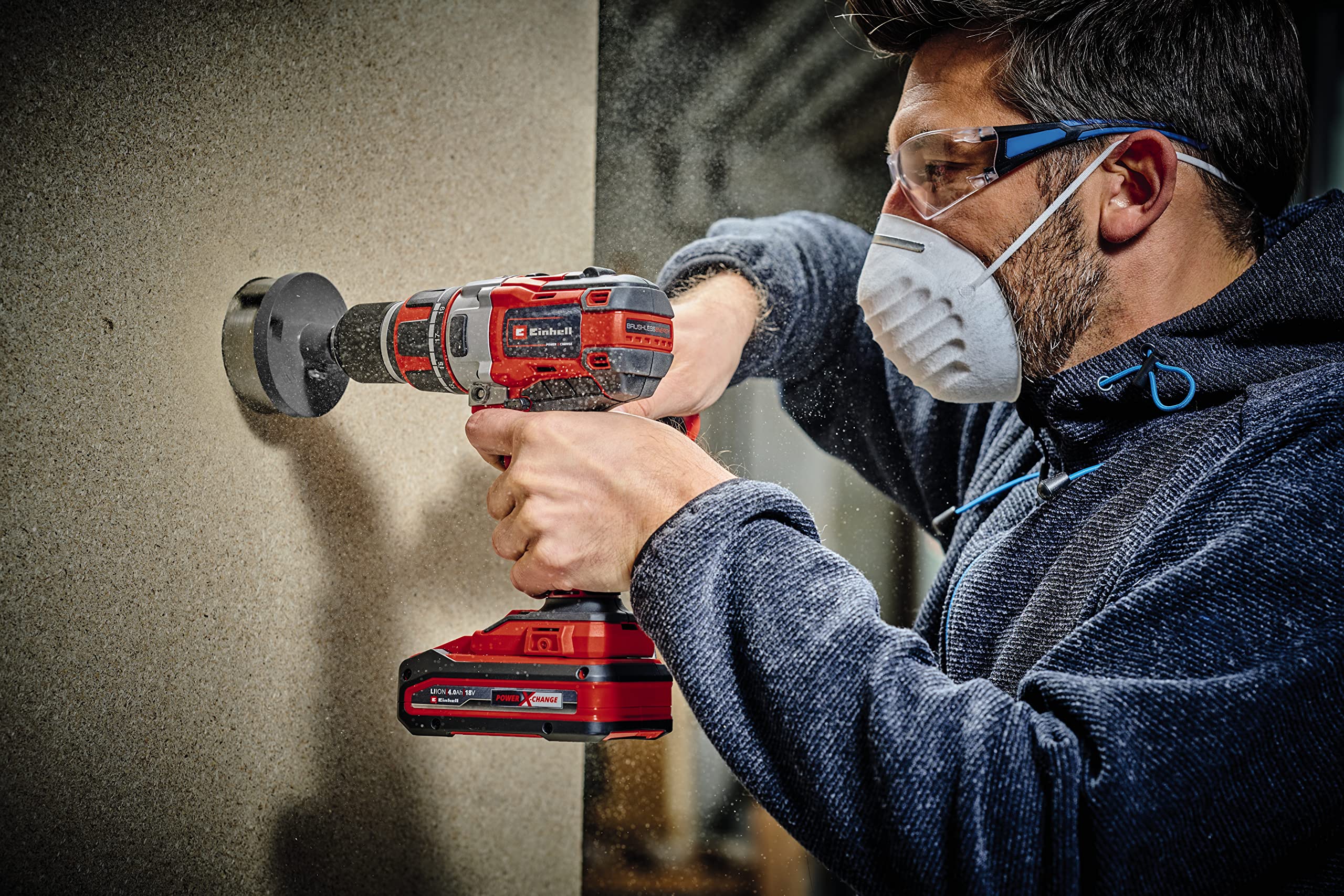Einhell Trapano Avvitatore a Batteria TE-CD 18 Li Brushless-Solo Power X-Change (18V, Motore Brushless, 2 Velocità, Torsione 60 Nm, senza Batteria e C - 9