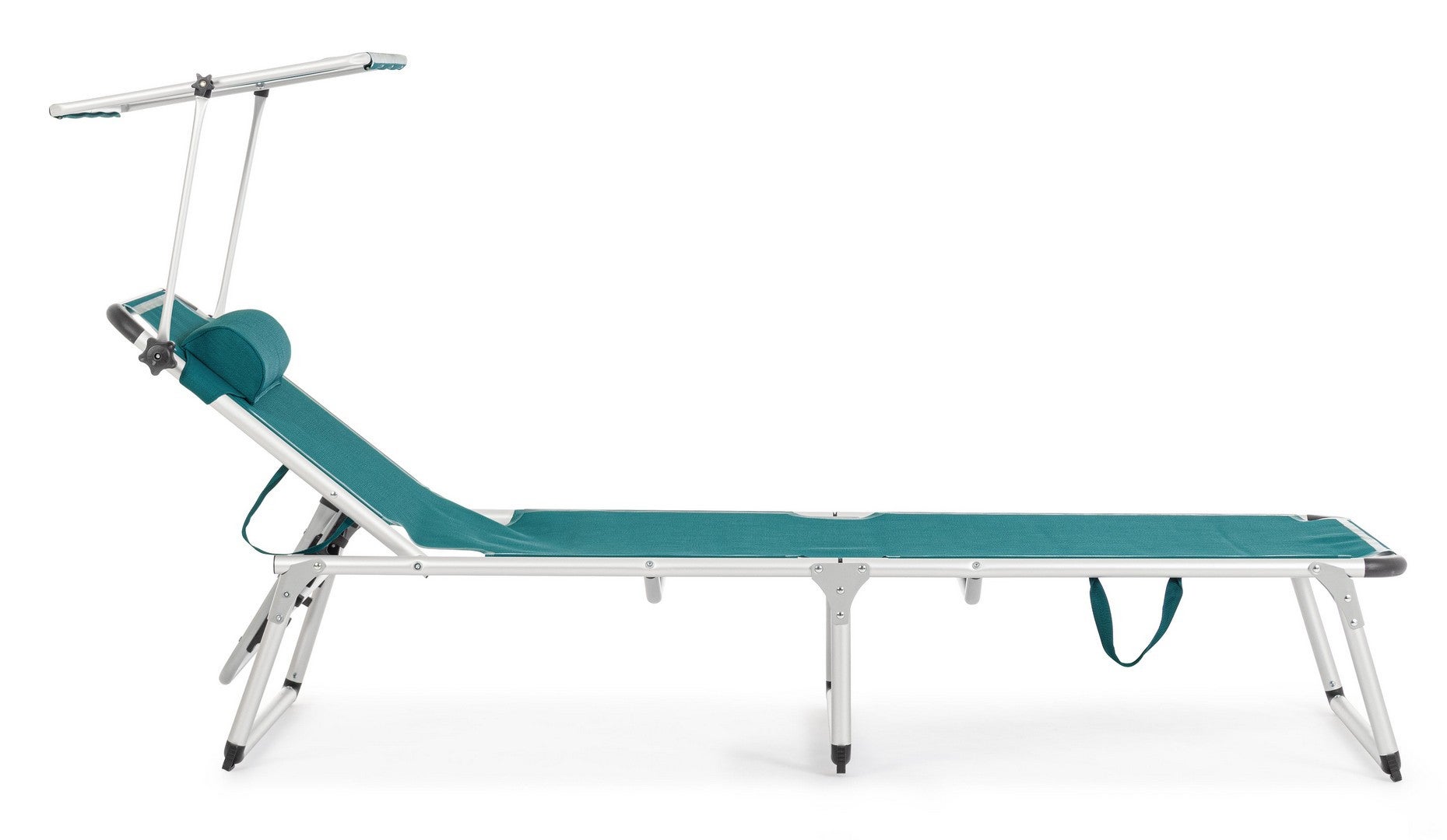 Bain de soleil inclinable en aluminium anodisé et textilène avec auvent, bleu - 7