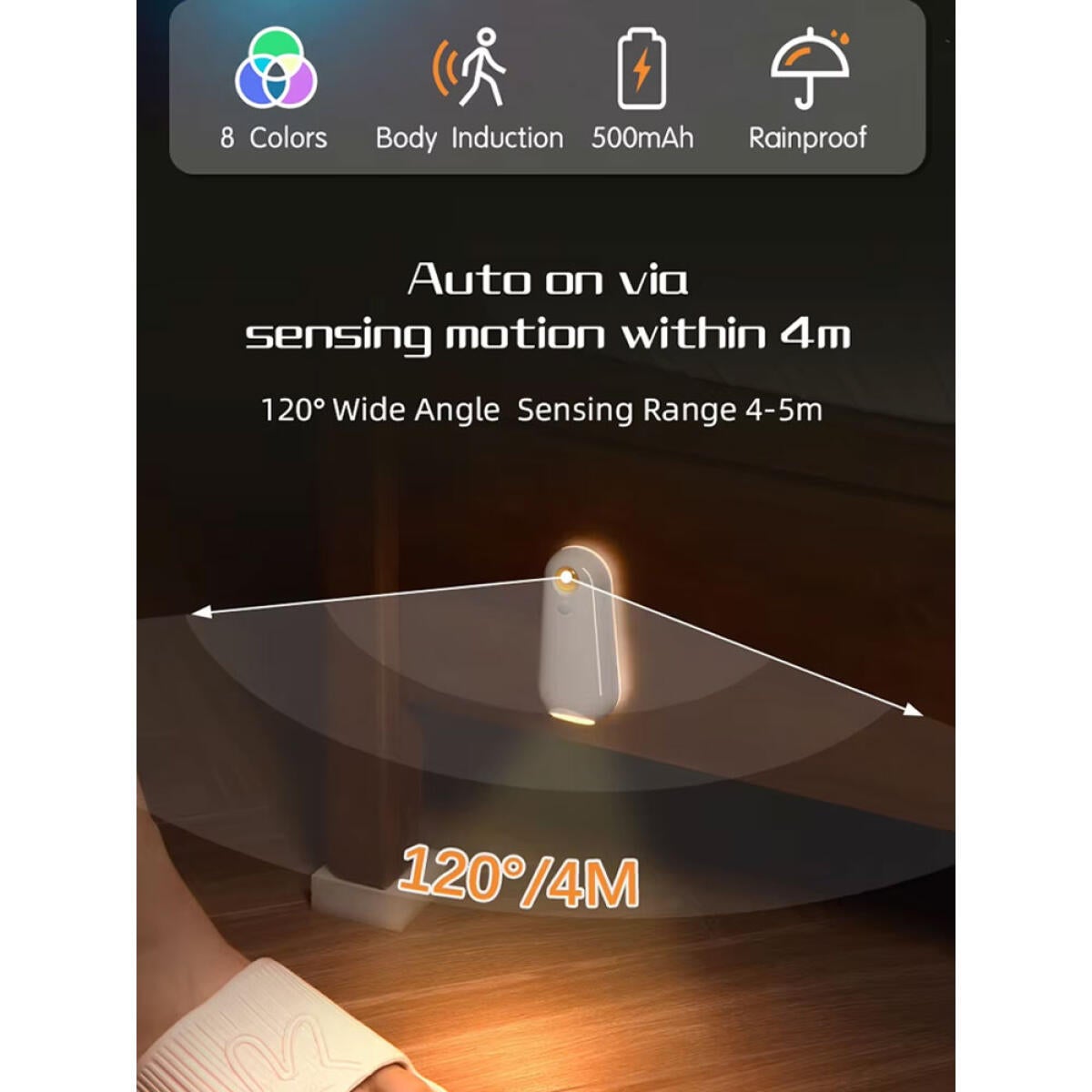 Kolorowa lampka nocna do łazienki, zestaw 2 sztuk, lampka nocna LED z czujnikiem ruchu i zmieniającymi się kolorami - 4