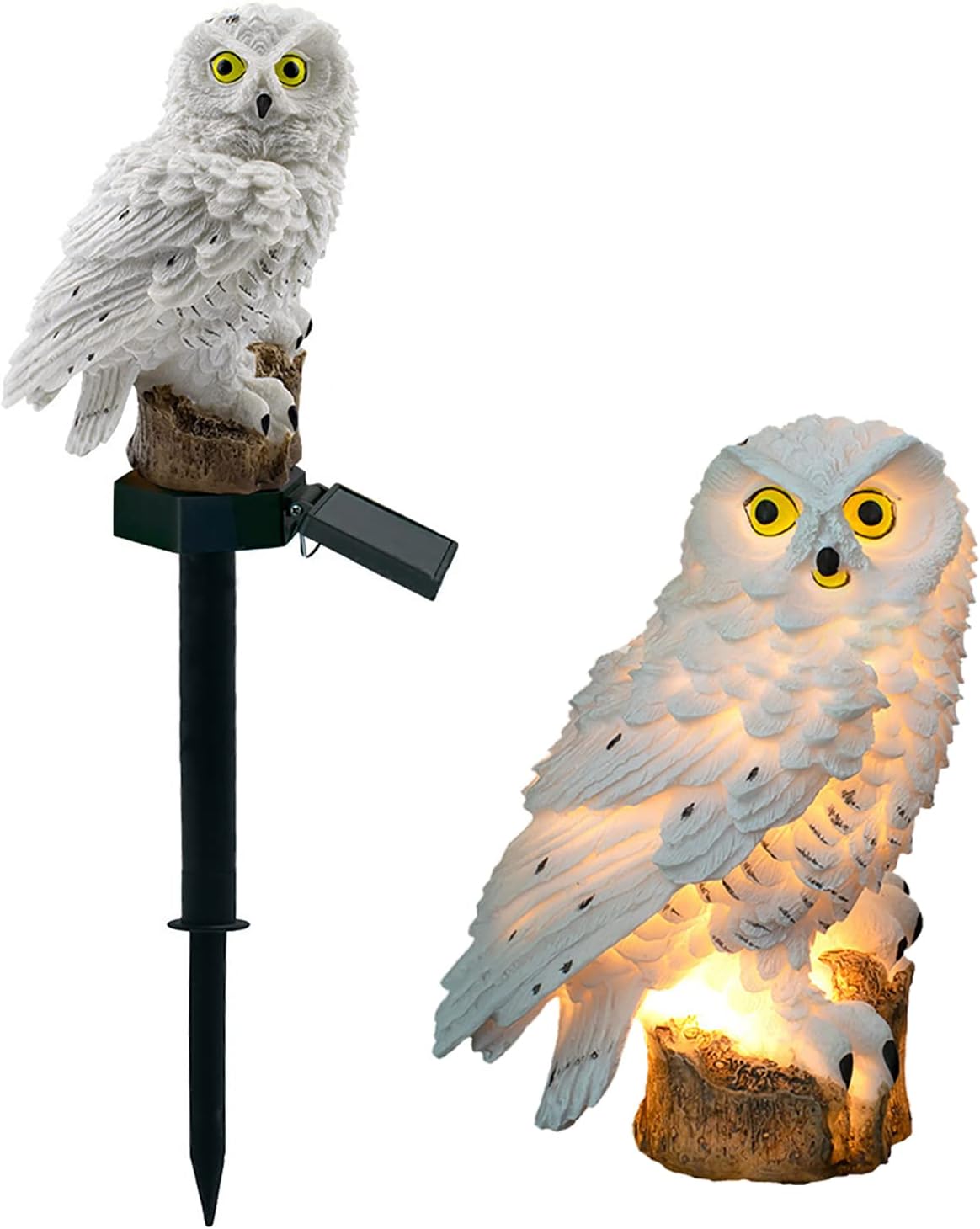 Lampa solarna do użytku zewnętrznego, kreatywna lampa ogrodowa z żywicy, wodoodporna, z motywem sowy, dekoracyjna lampka nocna do ogrodu i domu, kolo