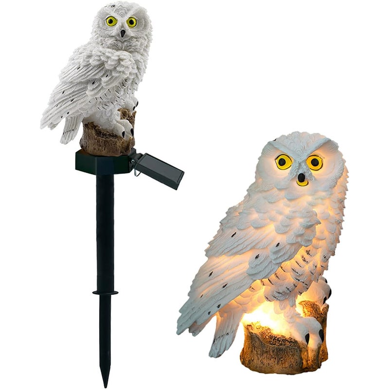 Lampa solarna do użytku zewnętrznego, kreatywna lampa ogrodowa z żywicy, wodoodporna, z motywem sowy, dekoracyjna lampka nocna do ogrodu i domu, kolo