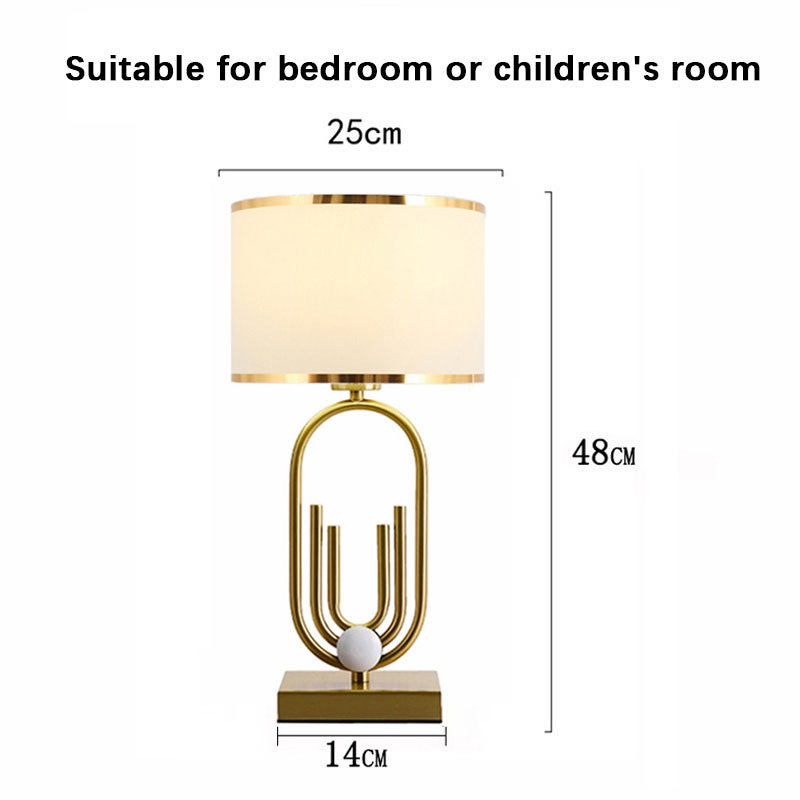 Lampka nocna do sypialni, lampa stołowa z białą złotą ramą, lampka nocna, artystyczna dekoracja, 14 x 25 x 48 cm, ciepłe światło - 2