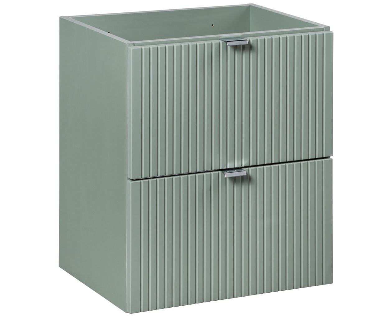 Zielona szafka pod umywalkę Line Reed Green 50 cm wisząca ryflowane fronty 2 szuflady