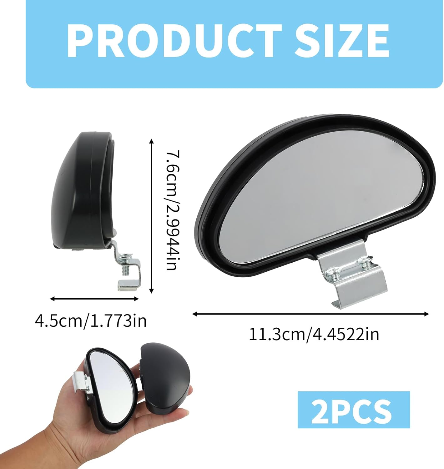 Rétroviseur De Bateau Grand Angle 28x10,6 Cm – Miroir Intérieur En PP, Vue Arrière Claire – Fixation Stable – Pour Yachts, Kayaks, Ski Nautique