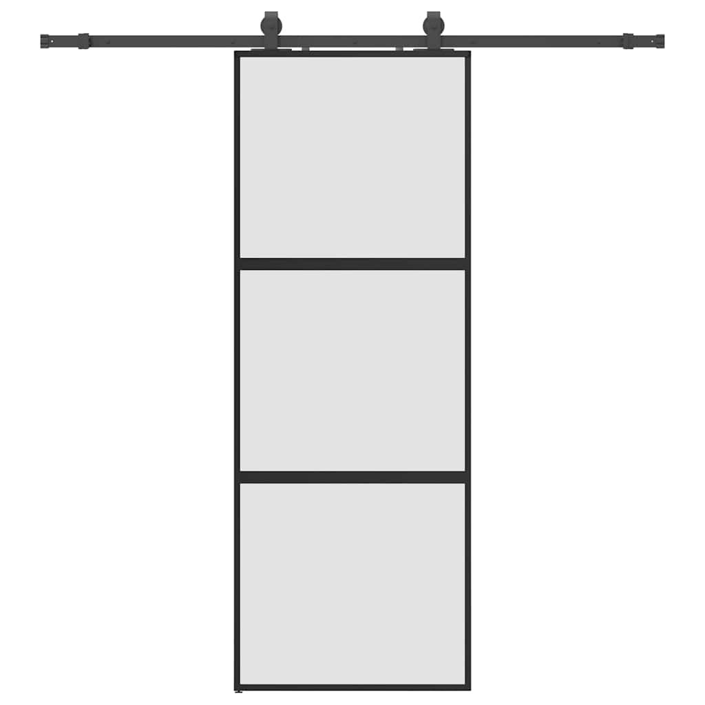 Puerta corredera con herrajes negro 76x205 cm vidrio templado vidaXL - 2