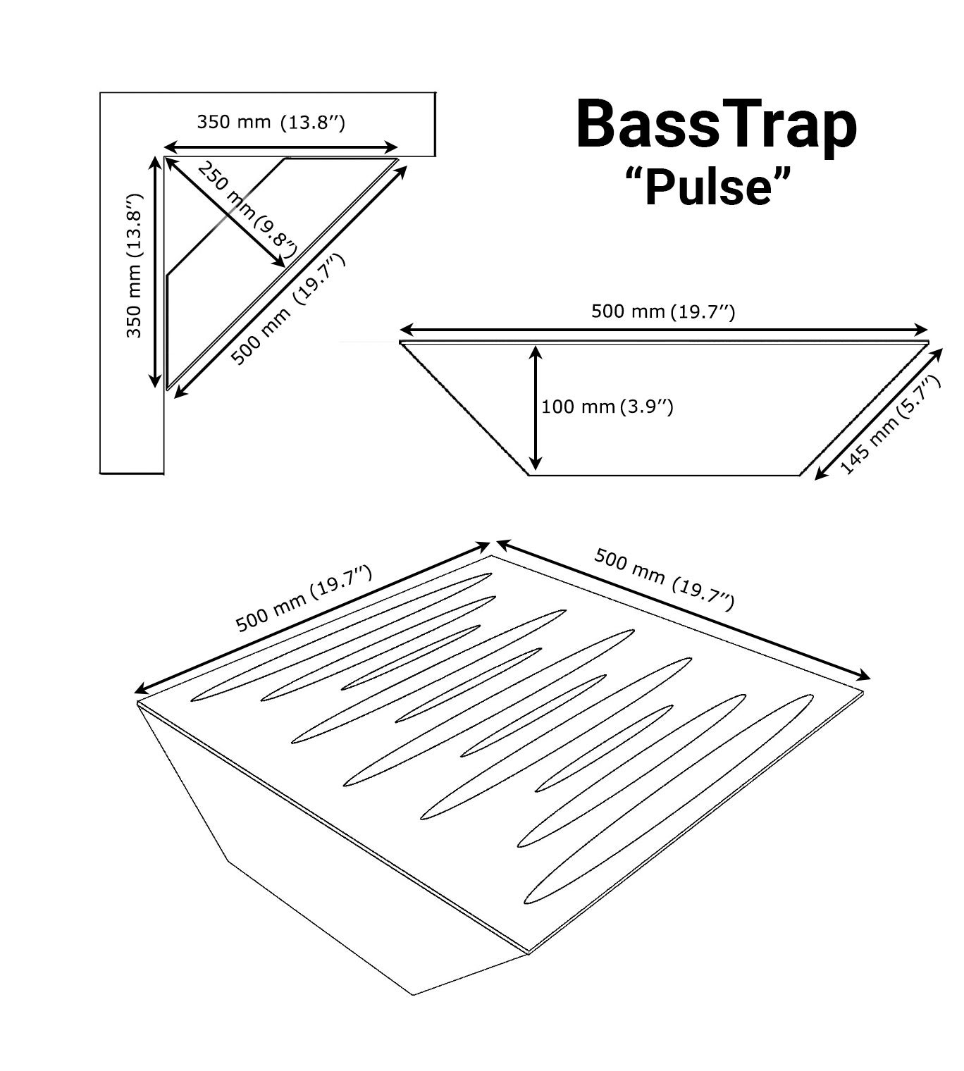 Lot de 2 Pièges à basses PULSE acoustiques insonorisants 50x50x10 cm -Plastique perforé et mousse acoustique -Blanc brilliant - 6
