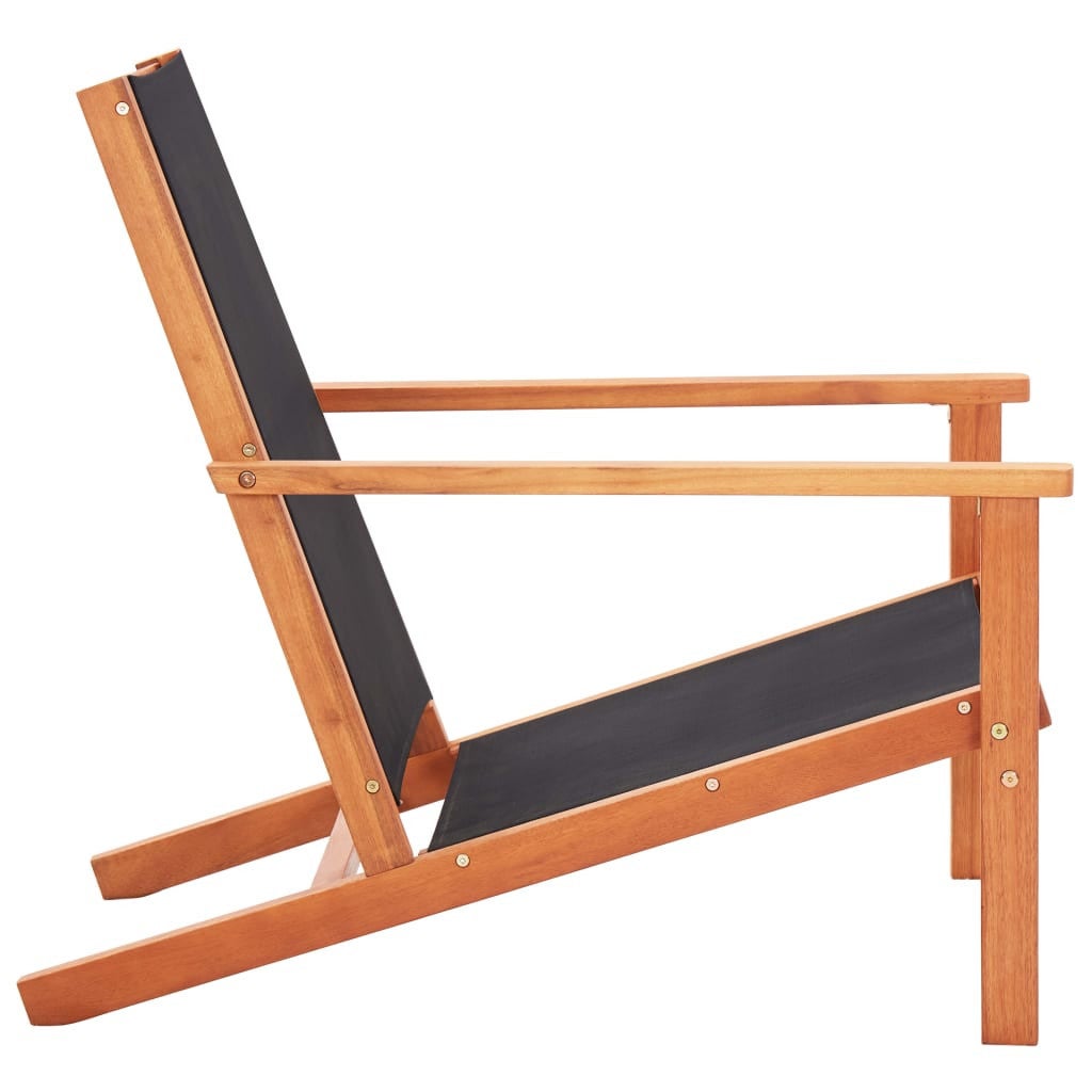 Chaise de jardin Noir Bois d'eucalyptus solide et textilène - 3