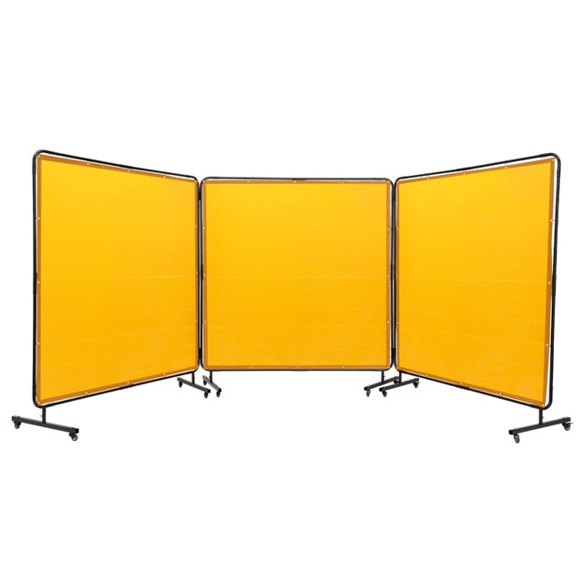 Rideau de Soudage avec Cadre VEVOR 3 Panneaux Écran Rideau Protection Soudure 1,8x1,8m en Vinyle Ignifuge sur 12 Roues Pivotantes (6 Verrouillables)