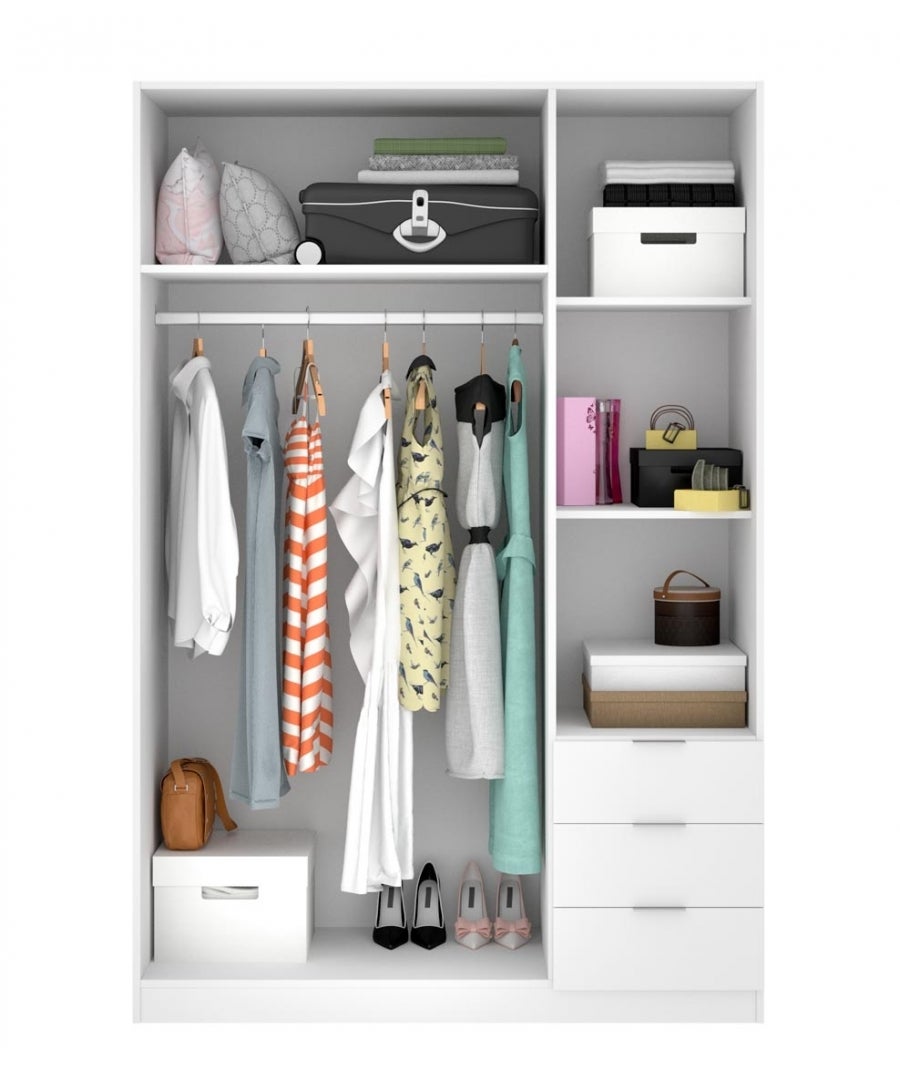 ARMADIO 3 ANTE E 3 CASSETTI NINE - Bianco -121 x 52 x 180 cm - 3