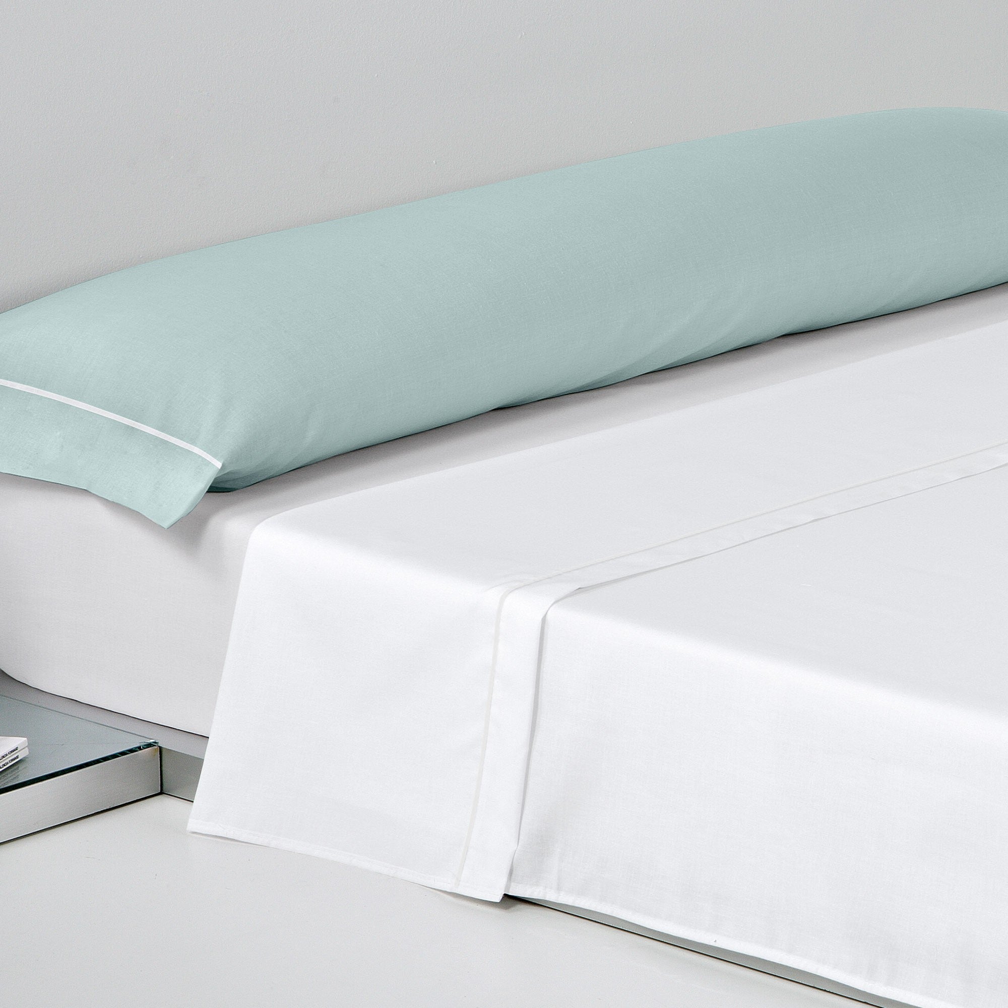 Funda almohada percal 200h verde agua-blanco 100% vivo - 180(2) - verde agua