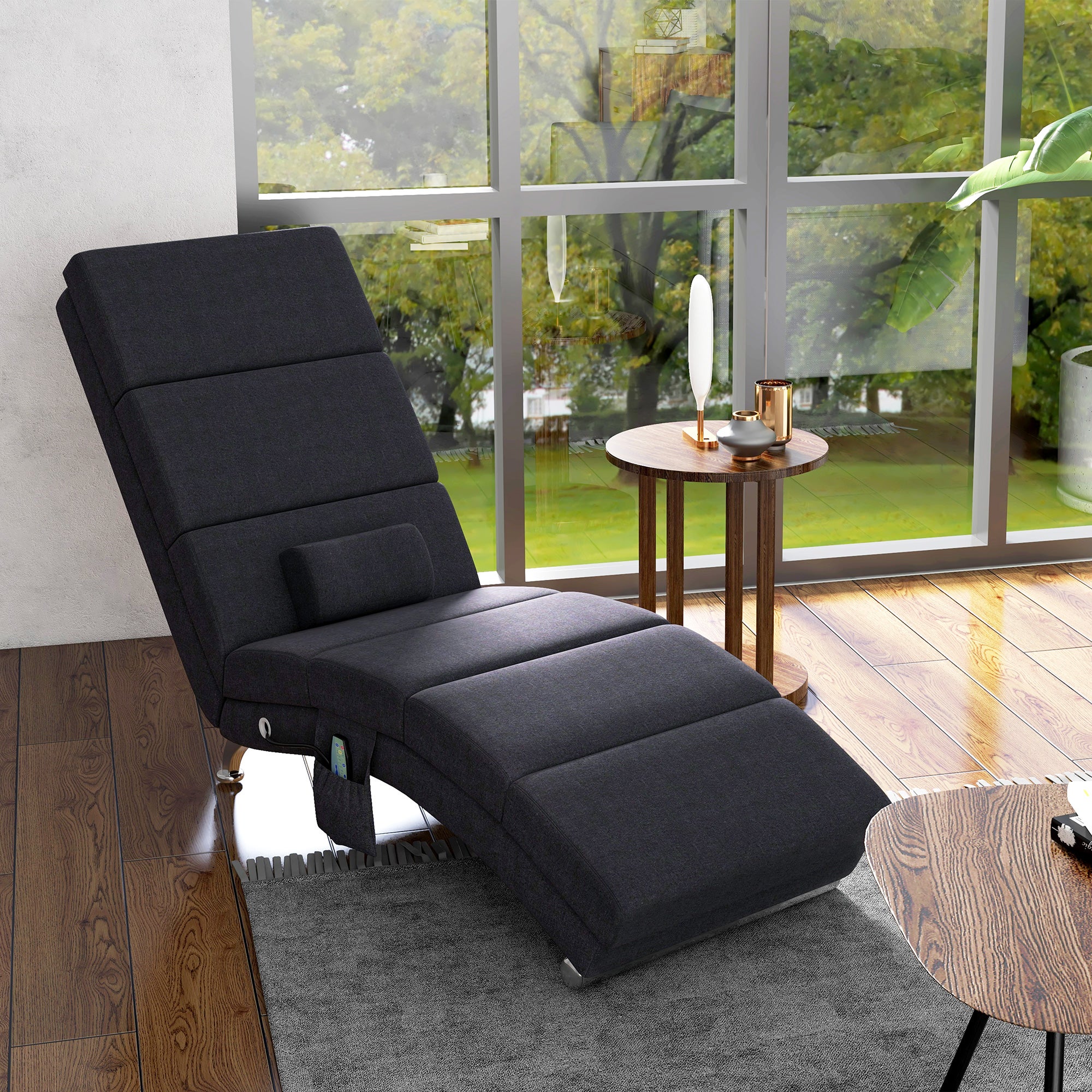 Fauteuil relax massant chauffant design métal chromé tissu - 2