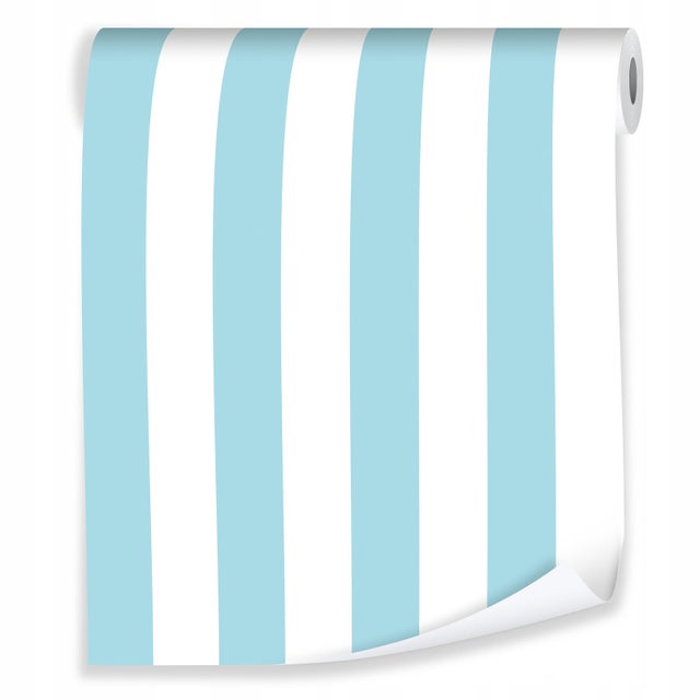 Carta da parati per bambini a righe blu e bianche 10 m x 50 cm - Colla inclusa - Rotolo moderno per camerette per bambini