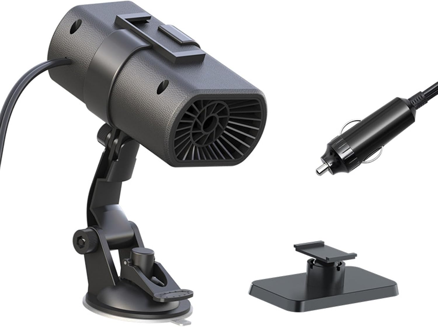 Przenośny odmrażacz do szyb samochodowych 12 V, szybkie nagrzewanie, odmrażanie i usuwanie zaparowania, regulacja 360 stopni, z przyssawką