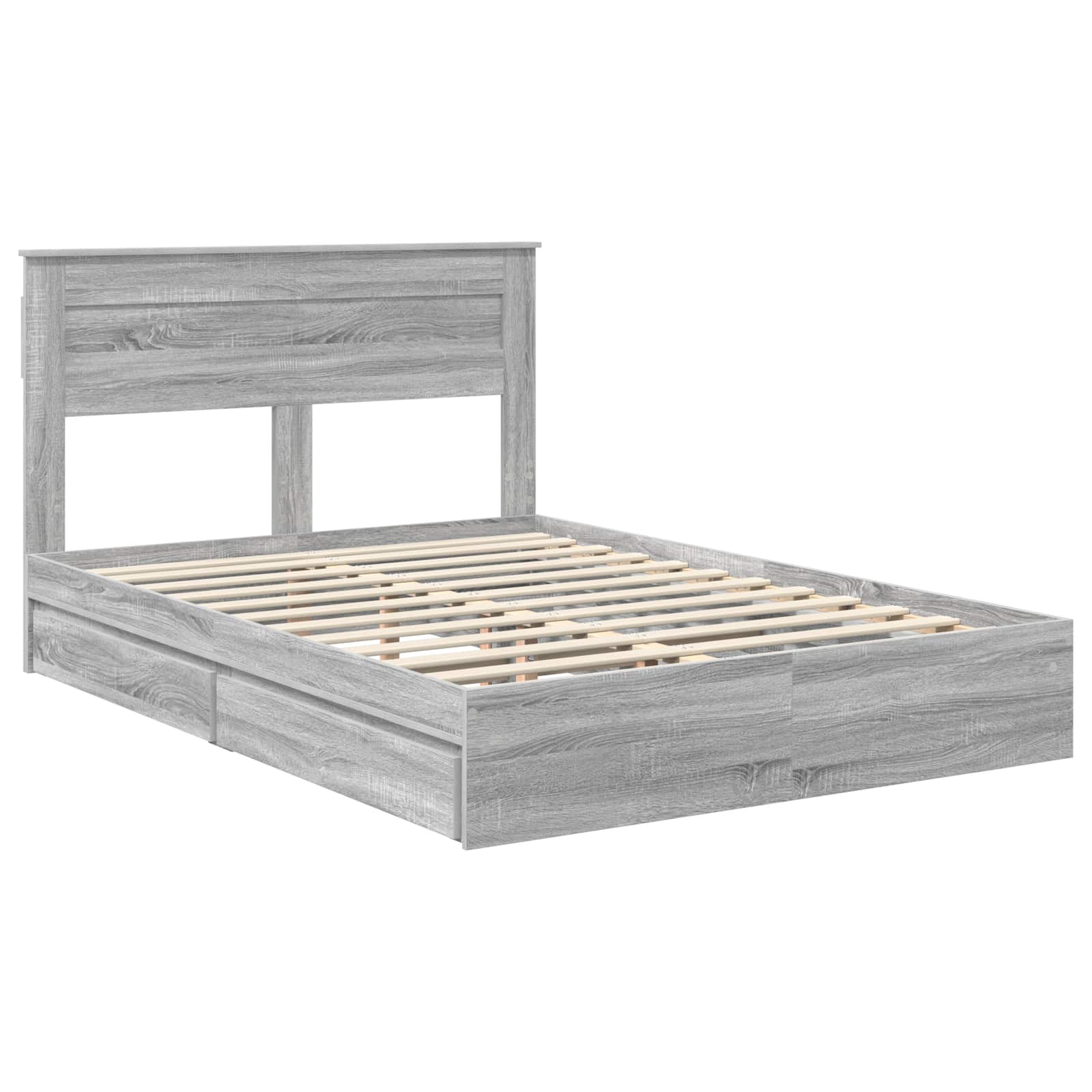 Lit de Rangement Gris 140 x 200 cm Bois d'ingénierie - 4