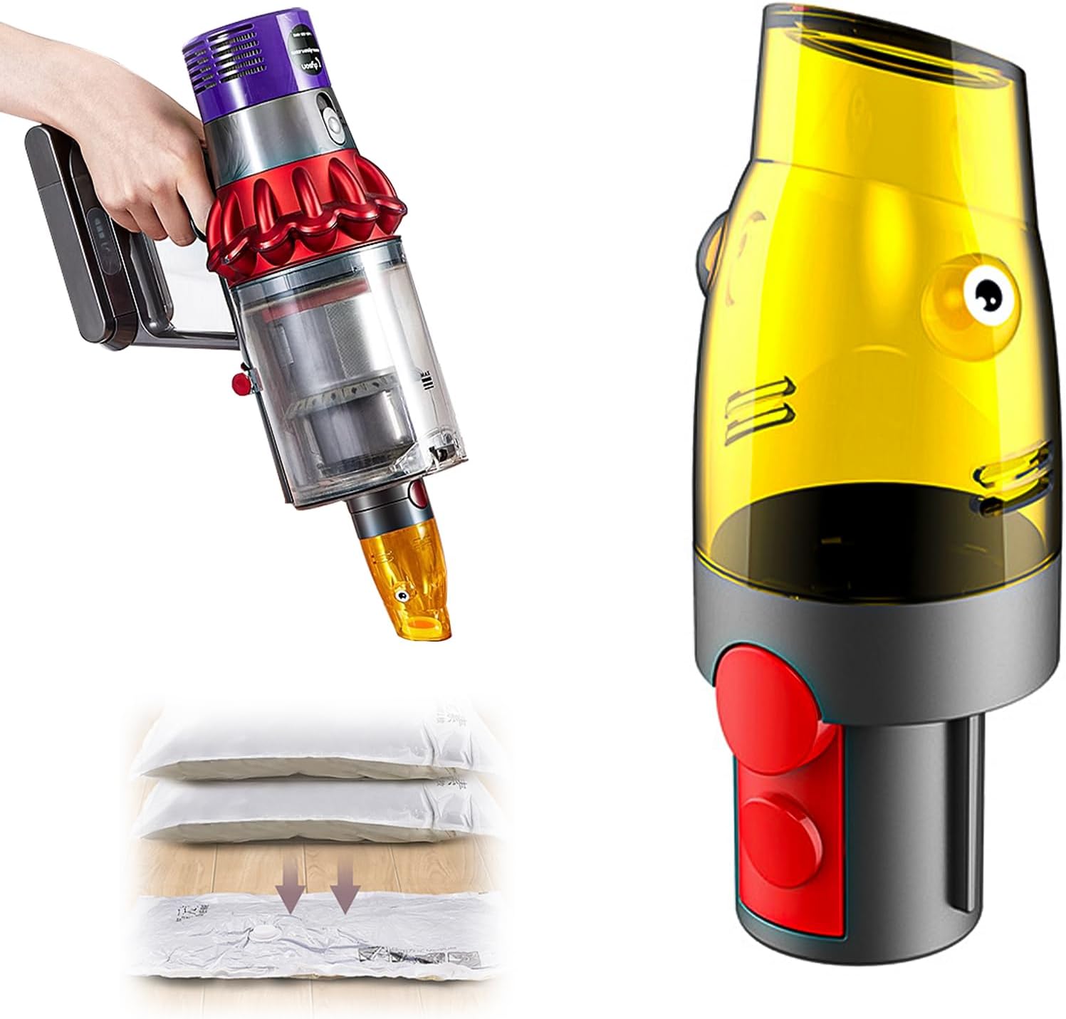 Dysza ssąca do worków do odkurzacza, adapter worka próżniowego do odkurzaczy Dyson V7, V8, V10, V11, V12, V15, Slim (biała)