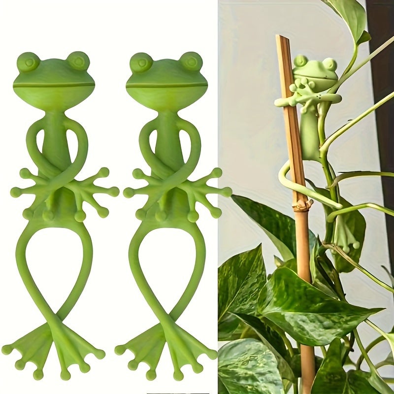 Lot de 10 supports pour plantes en forme de grenouille verte, jolis et stables, pour petites plantes en pot et décorations de jardin d'intérieur - 2