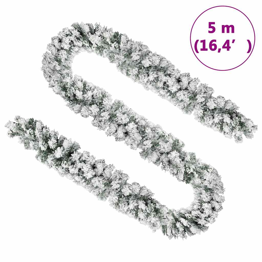 Świąteczna girlanda pokryta śniegiem, zielona, 5 m, PVC - 6