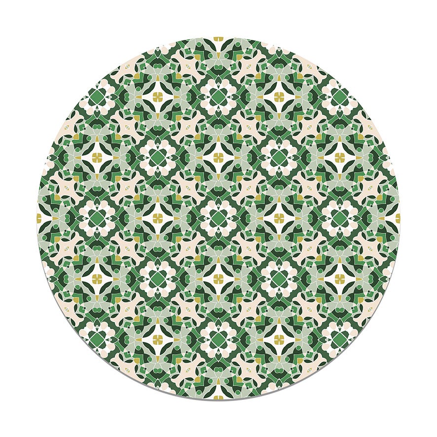 Panorama alfombra vinílica - alfombra de vinilo cocina, habitación, pasillo - decoración hogar - redonda hidráulico oriental verde 190x190 cm