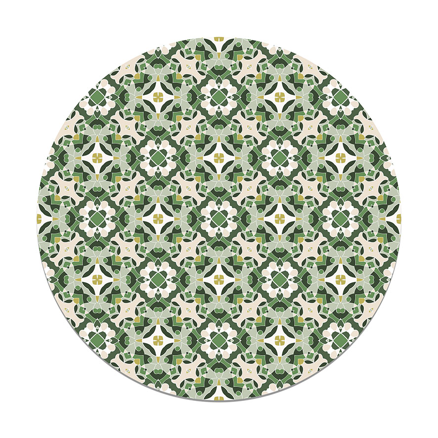 Panorama alfombra vinílica redonda hidráulico oriental verde 100x100 cm - alfombra cocina vinilo - alfombra salón antideslizante