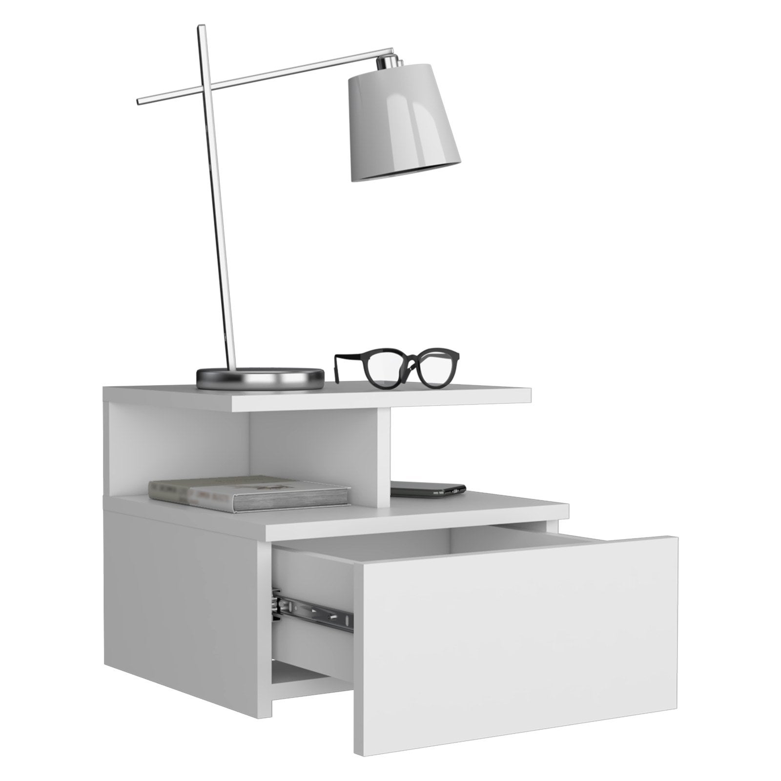 Table de chevet suspendue Adele de 36 cm avec 1 tiroir, blanc | Leroy ...