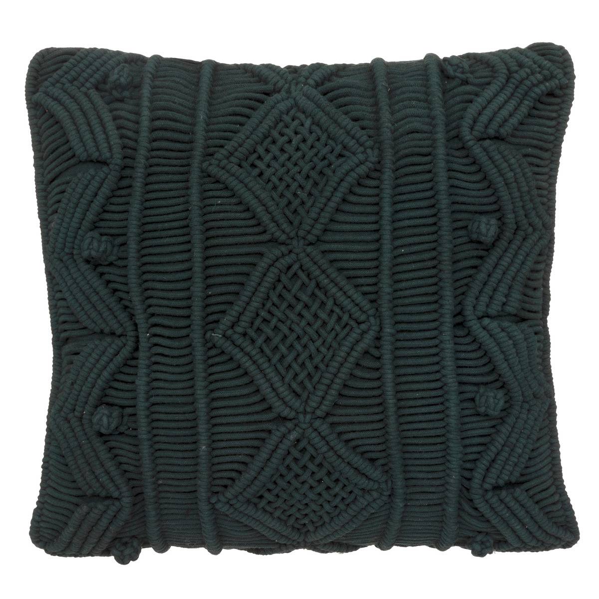 Cojín ali - motivo de macramé - algodón - verde cedro - 40x40 cm - atmosphera créateur d'intérieur