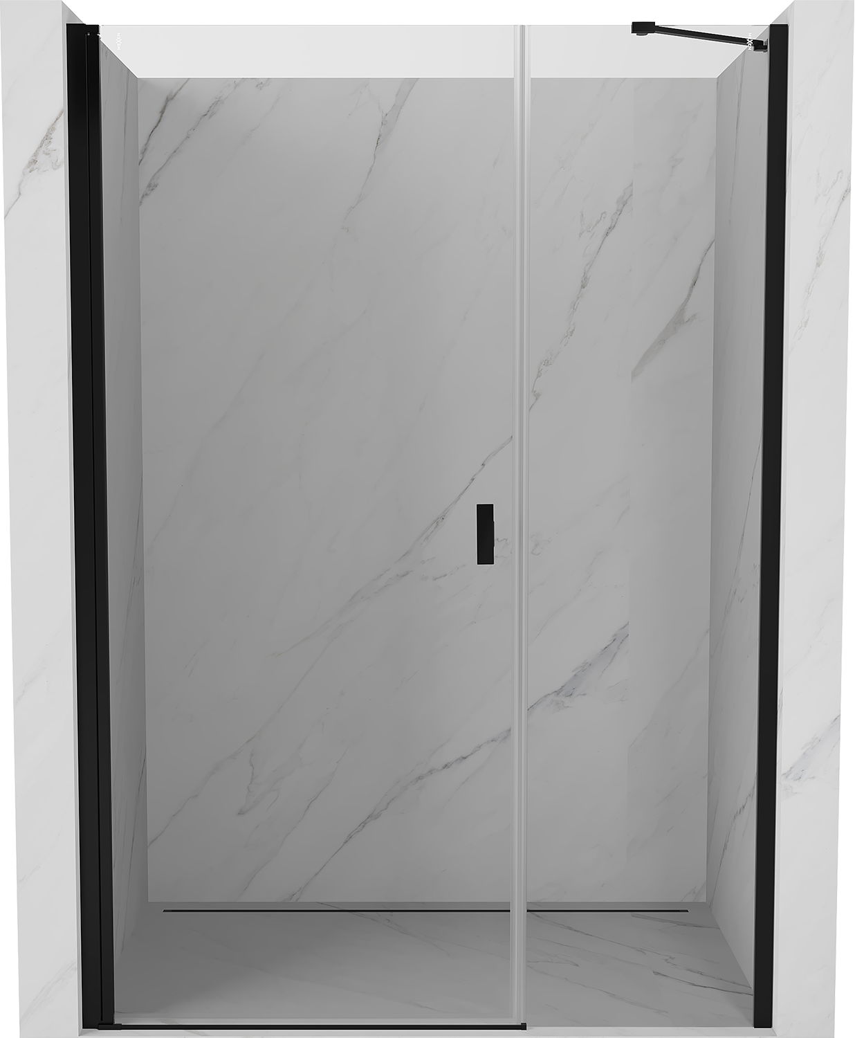 Mexen Mist-B drzwi prysznicowe uchylne 110 cm, transparent, czarne - 8A2-110-001-70-00