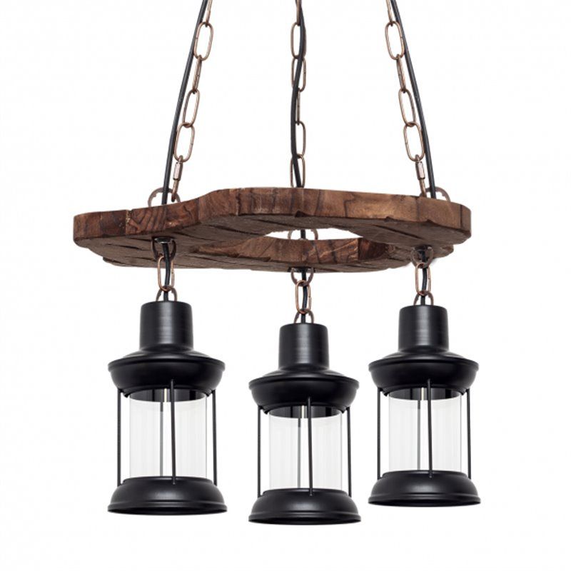 Lampada a sospensione rustica in stile rustico a 3 luci xE27 Marrone FABRILAMP - 4