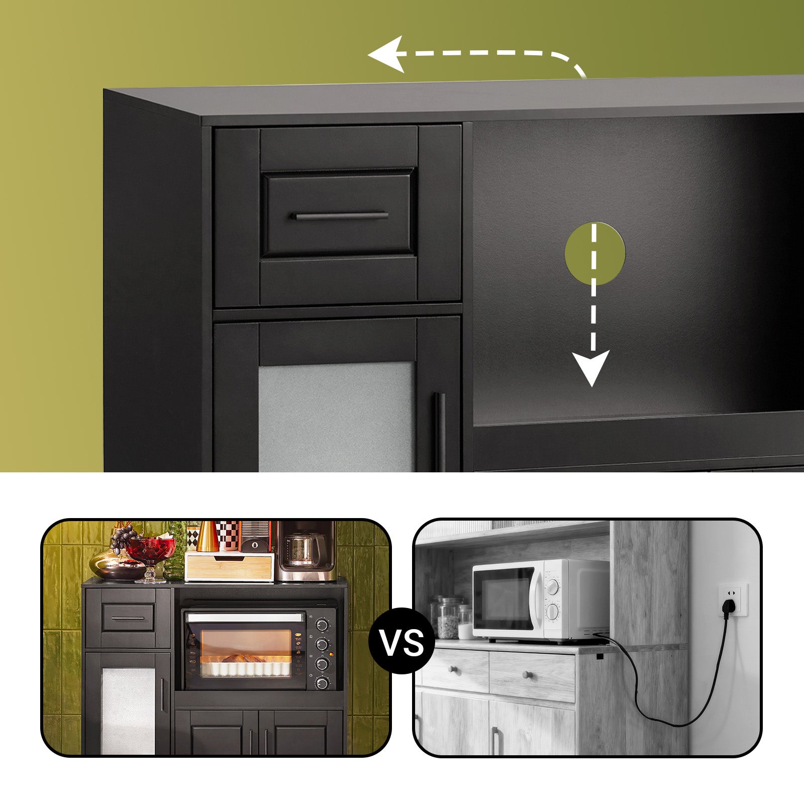 SoBuy FSB78-SCH Meuble Micro-Ondes Buffet Commode sur roulettes avec 3 Portes, 1 Tiroir, 1 Compartiment, pour Cuisine, Salle à Manger, Salon - 7