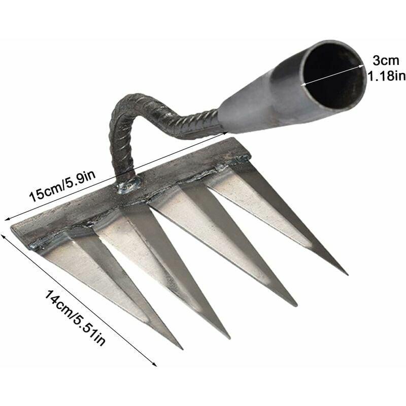 Grabie ogrodowe, grabie do pielenia, grabie do wertykulacji, metalowe grabie z ciężkimi zębami, grabie z 4 zębami - 2