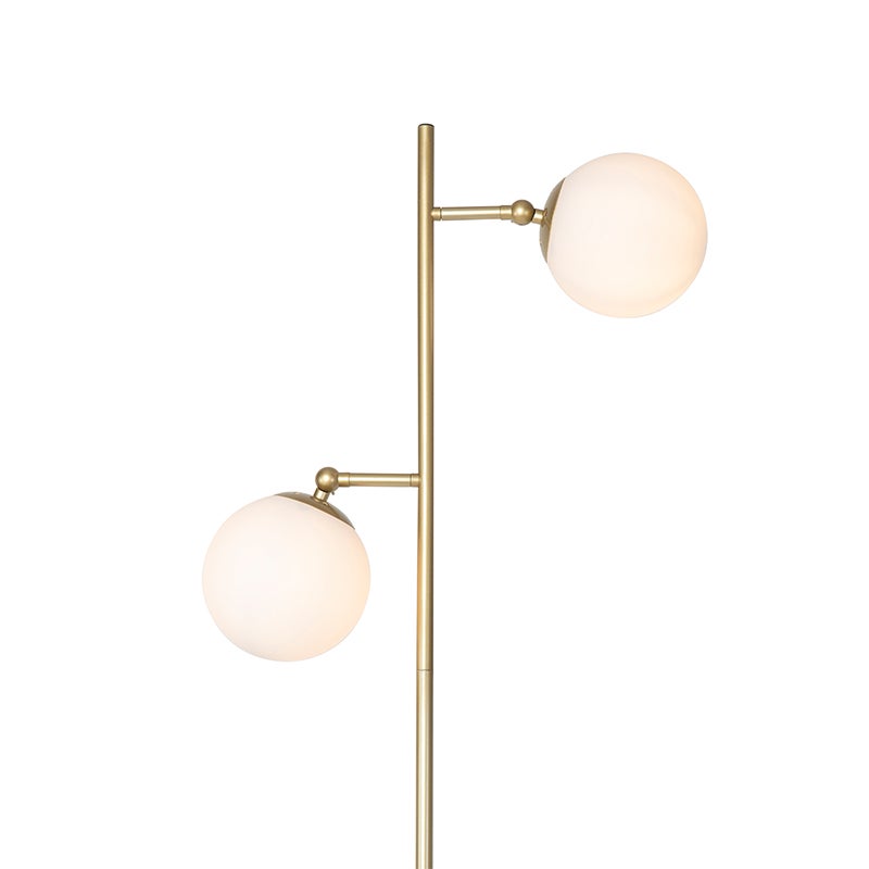 Qazqa art deco lampadaire - Pallon - blanc, max. 25w, e14, à 2 lumières, 153cm, idéal pour le salon - 4