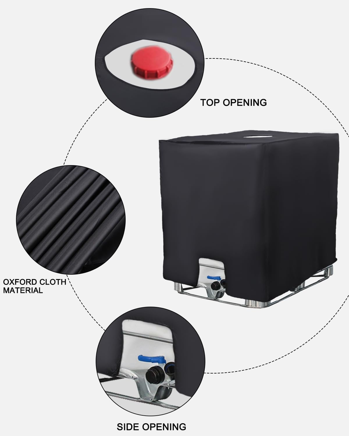 Bache pour Cuve 1000L IBC, Bache de réservoir d'eau Couvercle, Anti-UV Anti-poussière Couverture Container Réservoir IBC, Housse Protection - 5