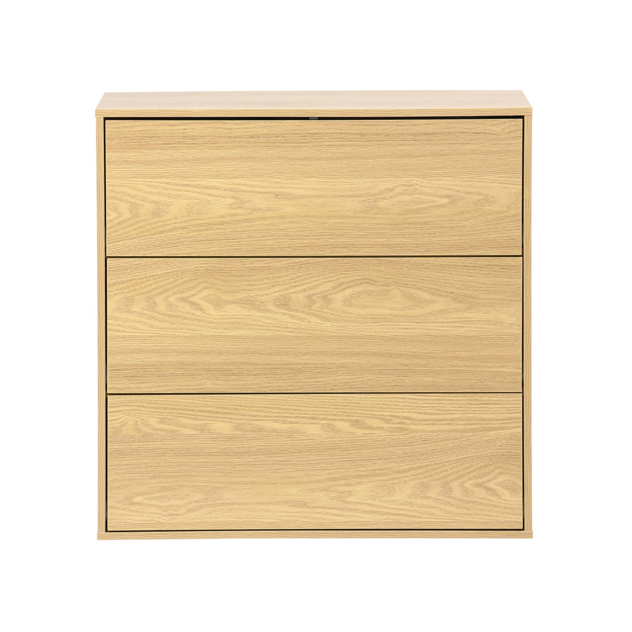 Commode. module de rangement décor bois chêne 3 tiroirs - Kompo - 7