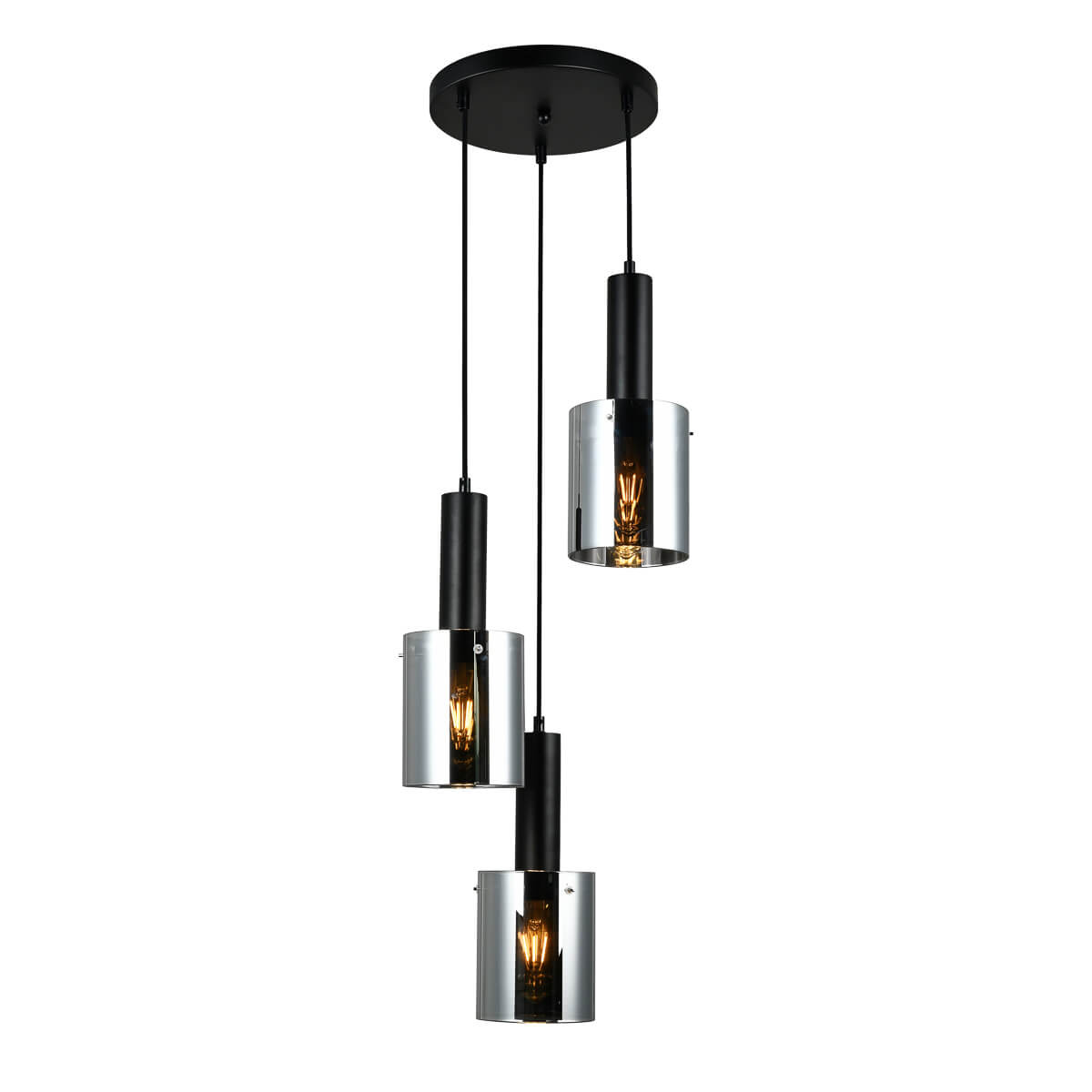 Suspension moderne Sardo Noir et verre fumé - 4