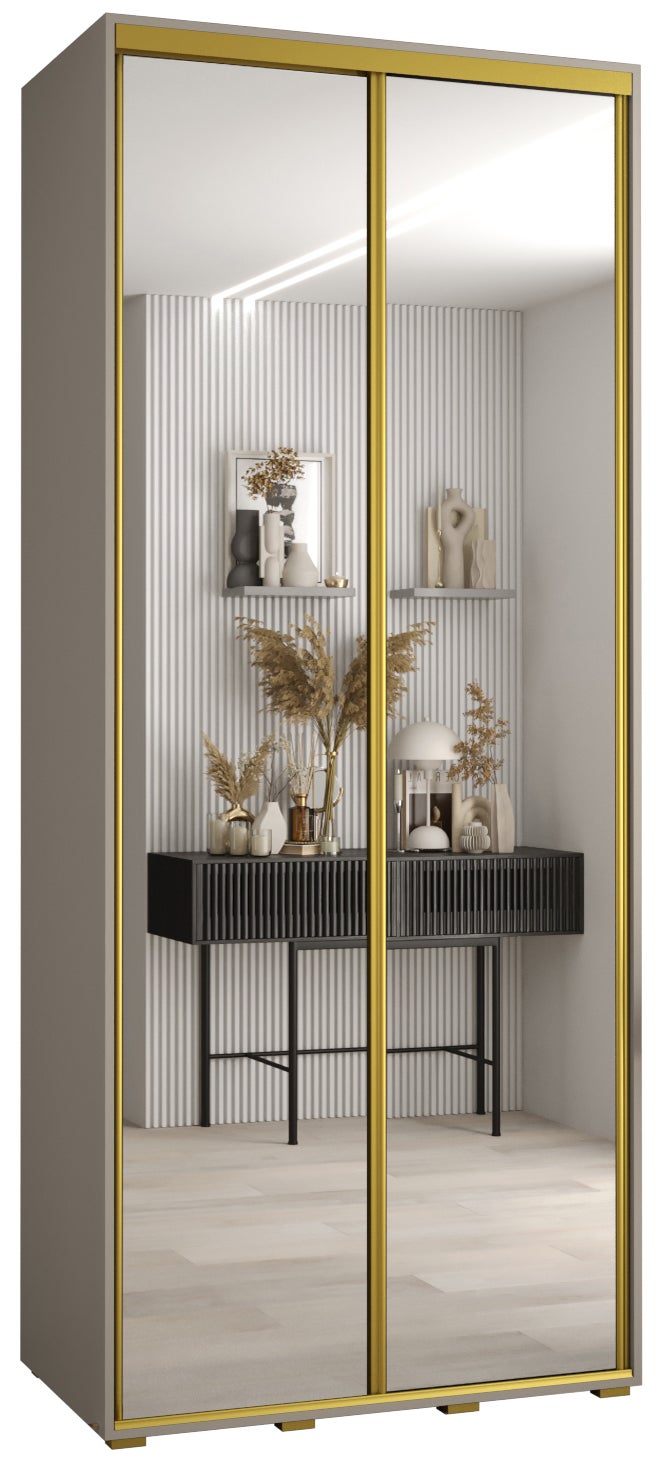 Szafa przesuwna z lustrem wysoka Dakota 2 110 x 60 x 235,2 cm kaszmir + u. Złoty - Abiks Meble