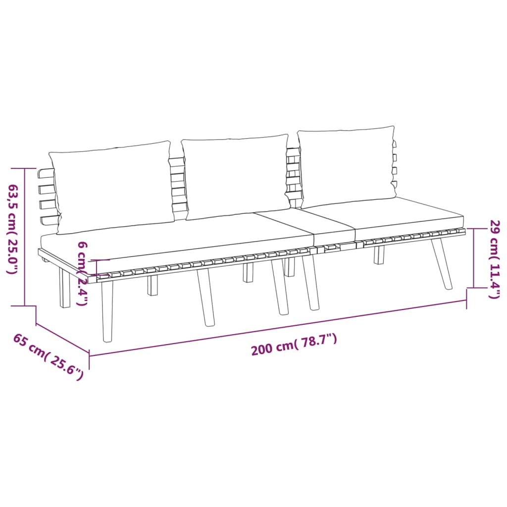 Maison Exclusive - Salon de jardin 3 pcs avec coussins Bois d'acacia massif - 7