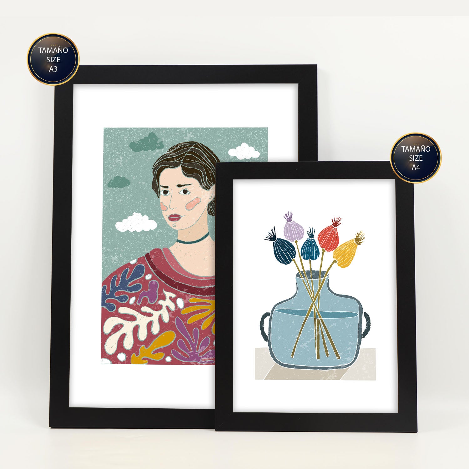 Nacnic Ensemble 6 Impressions De Garden De Style Ethnique Cadre Décoratifs Esthétiques Pour Votre Chambre Maison Impression A4 A3 Avec Des Cadre Noir - 2