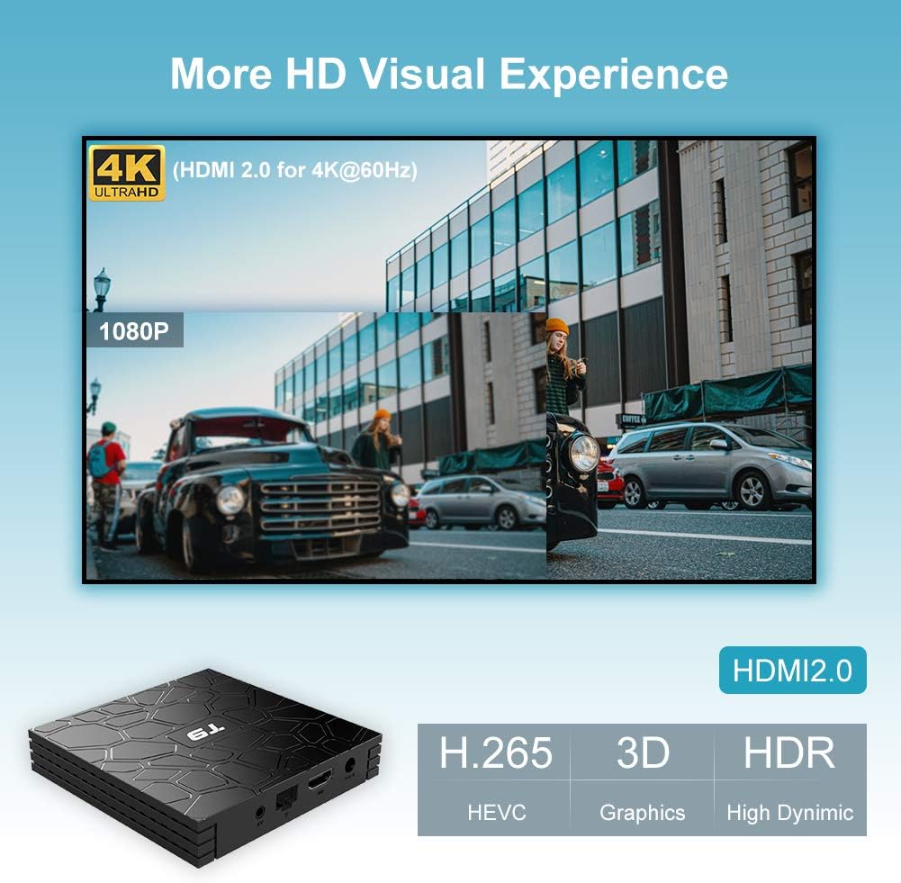 T9 Android 9.0 Boîtier TV 2 Go RAM/16 Go ROM Support 2.4/5.0 GHz WiFi BT4.0 RK3318 Quad-Core 4K 3D HD DLNA Smart TV Box - 4