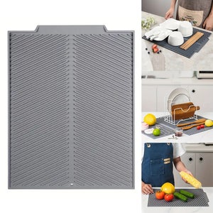 Tapis Égouttoir Étroits En Silicone Xiruiubao | 43x7.5cm | Antidérapant | Pour Évier, Bar, Cuisine | Noir