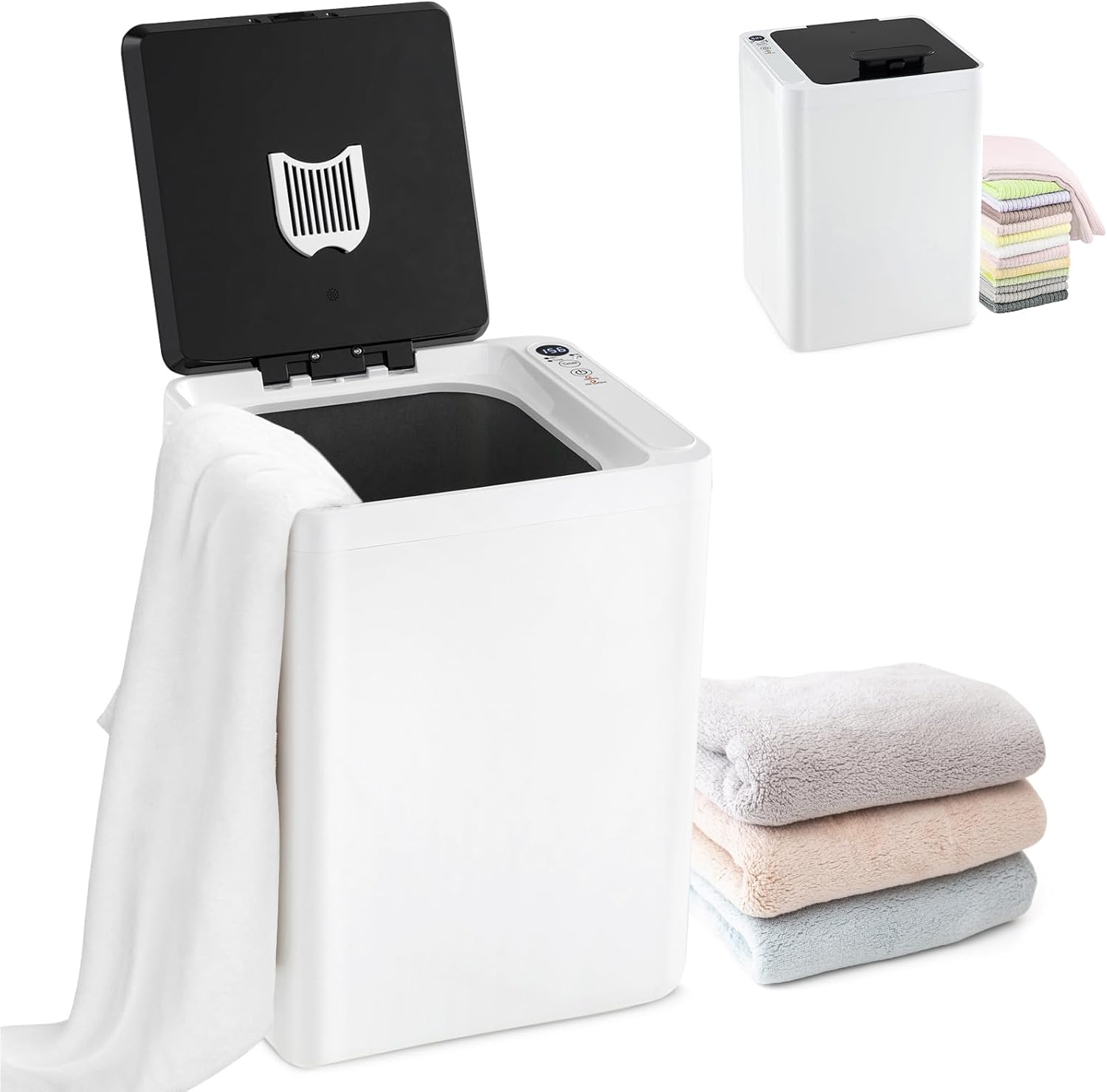 Podgrzewacz do Ręczników 23 l, Temperatura 125°C, Automatyczne Wyłączanie, Wskaźnik LED, Timer od 15 do 90 Minut, do Ręczników, Szlafroków (Biały)