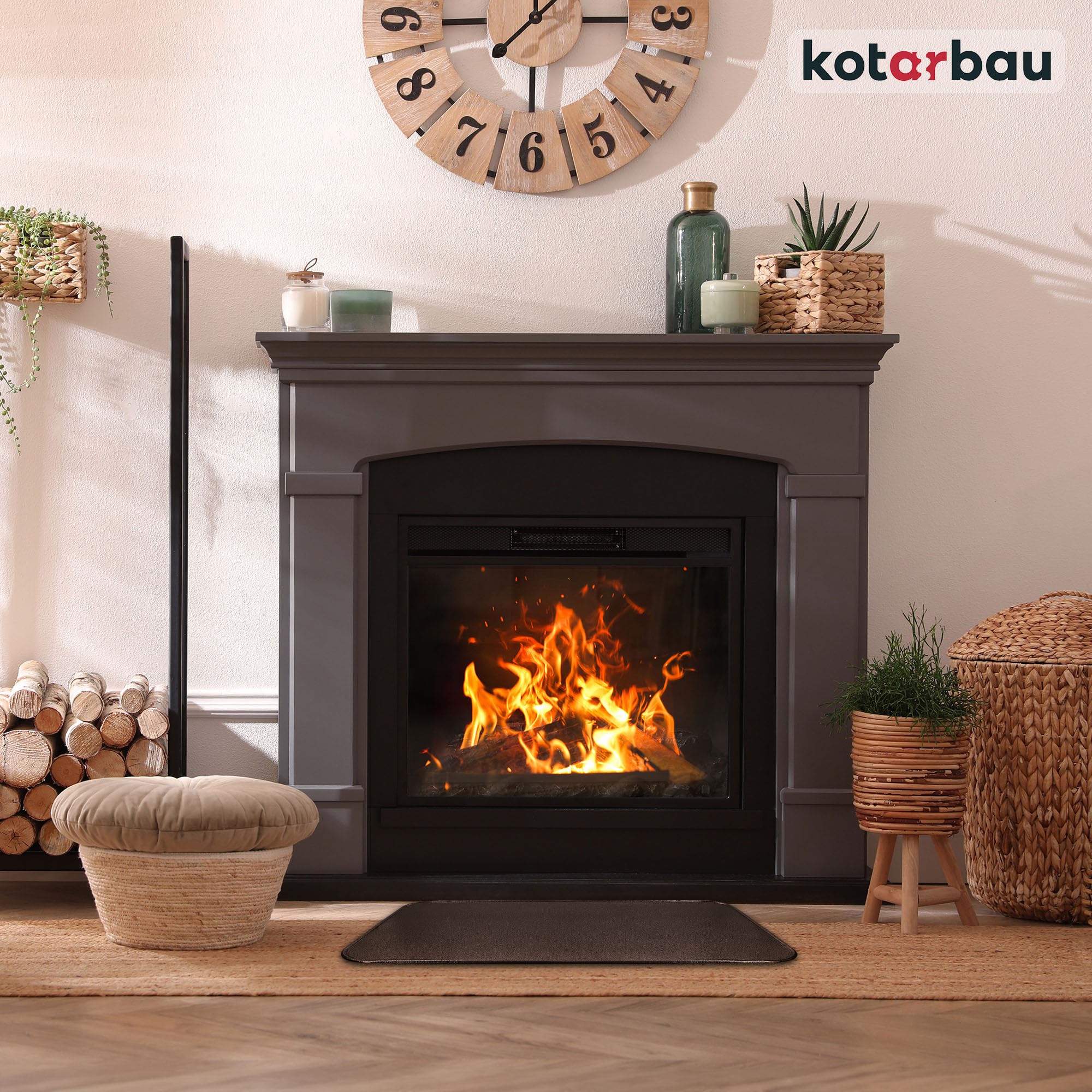 Plaque de protection de sol pour poêles et cheminées 48 x 80 cm - en acier - Cuivre antique - Protection Anti-Étincelles pour Foyers - KOTARBAU - 5