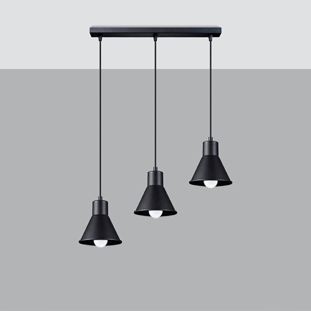 Lampa wisząca FALDURA 3 czarna [E27] LED 4000K - 45x14x120cm Sollux