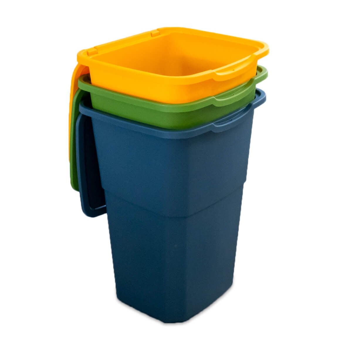 Lot de 3 Poubelles de tri Jaune/bleu/Vert 39 x 36 x 54 cm avec Couvercle Capacité 3 X 50L DEA HOME - 3