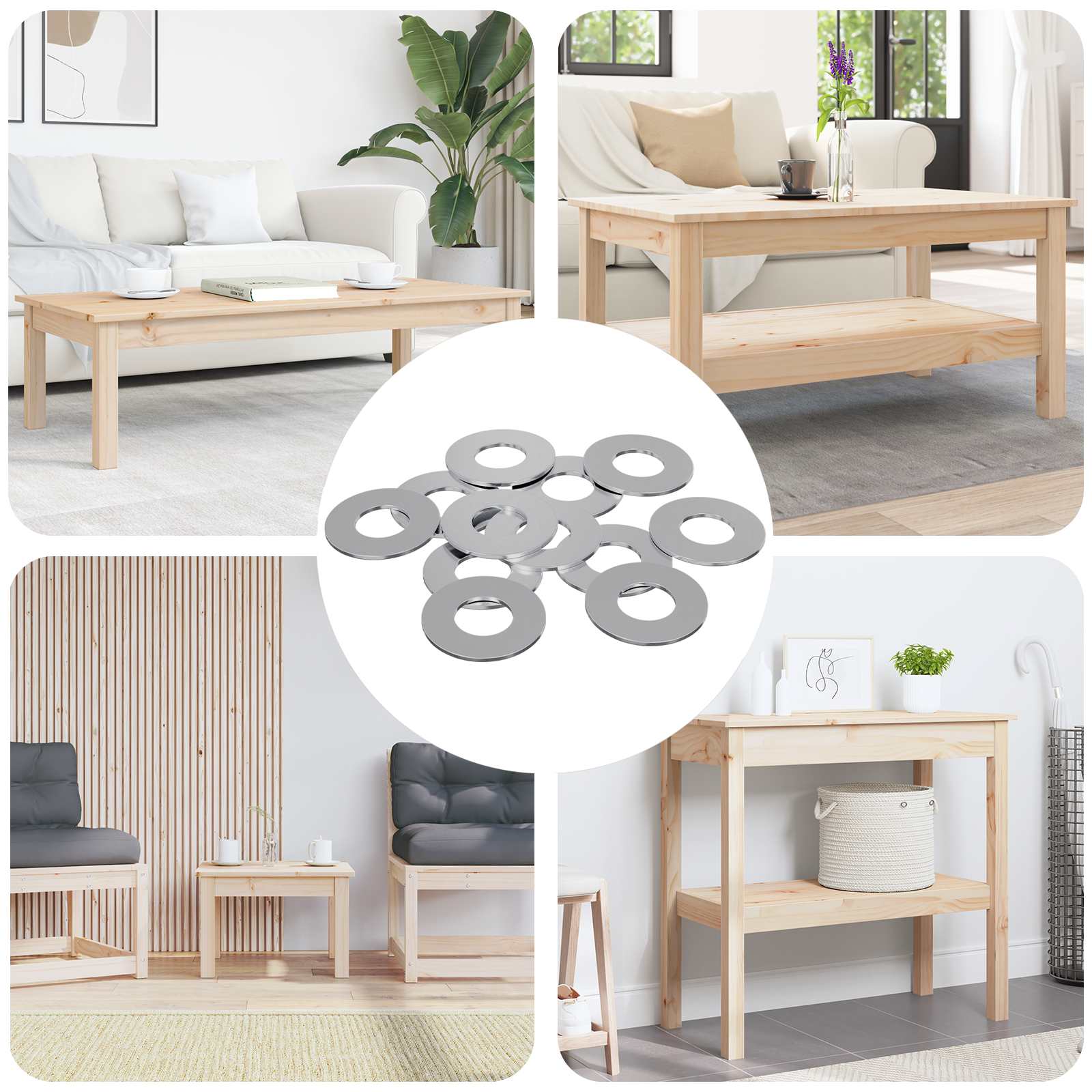 Rondelles 12 pcs Argenté 16 x 16 x 1,5 cm Fer vidaXL | Leroy Merlin