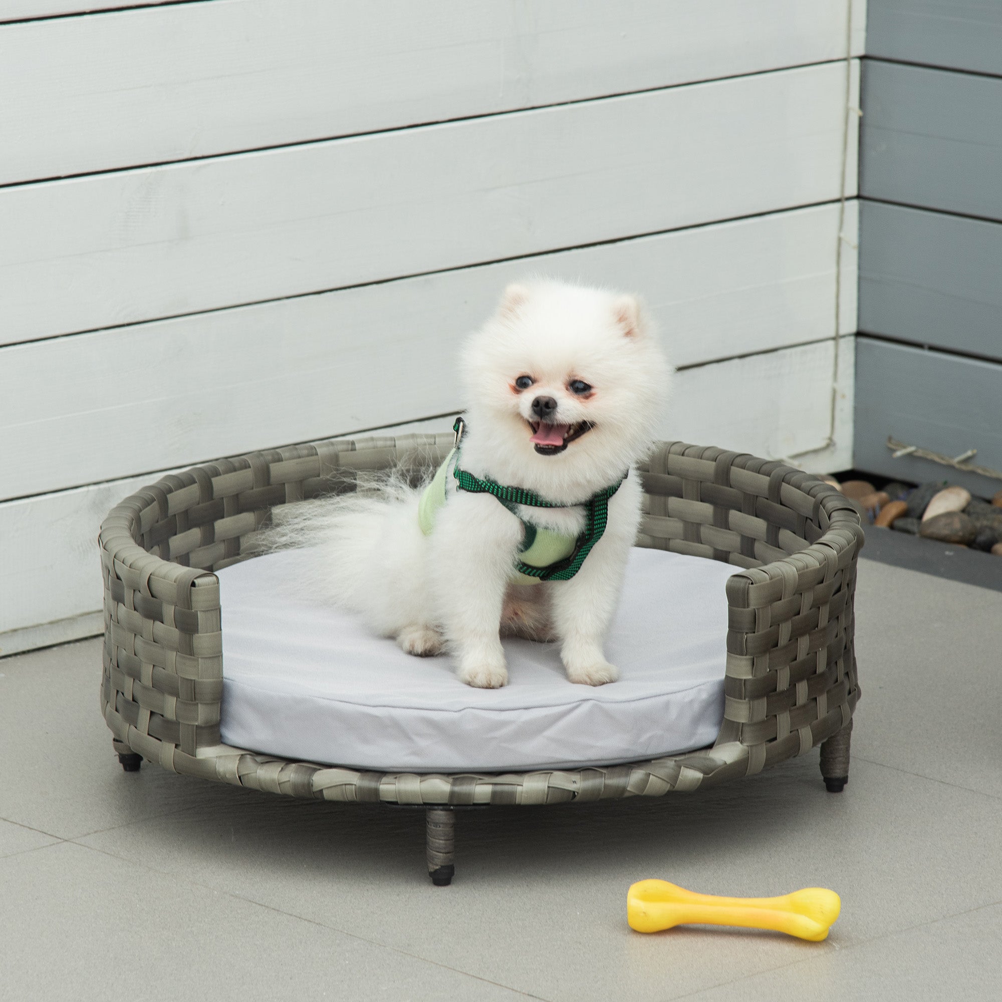 Sofá para Perros PAWHUT Acero, Tela Oxford, Ratán de PE, Espuma