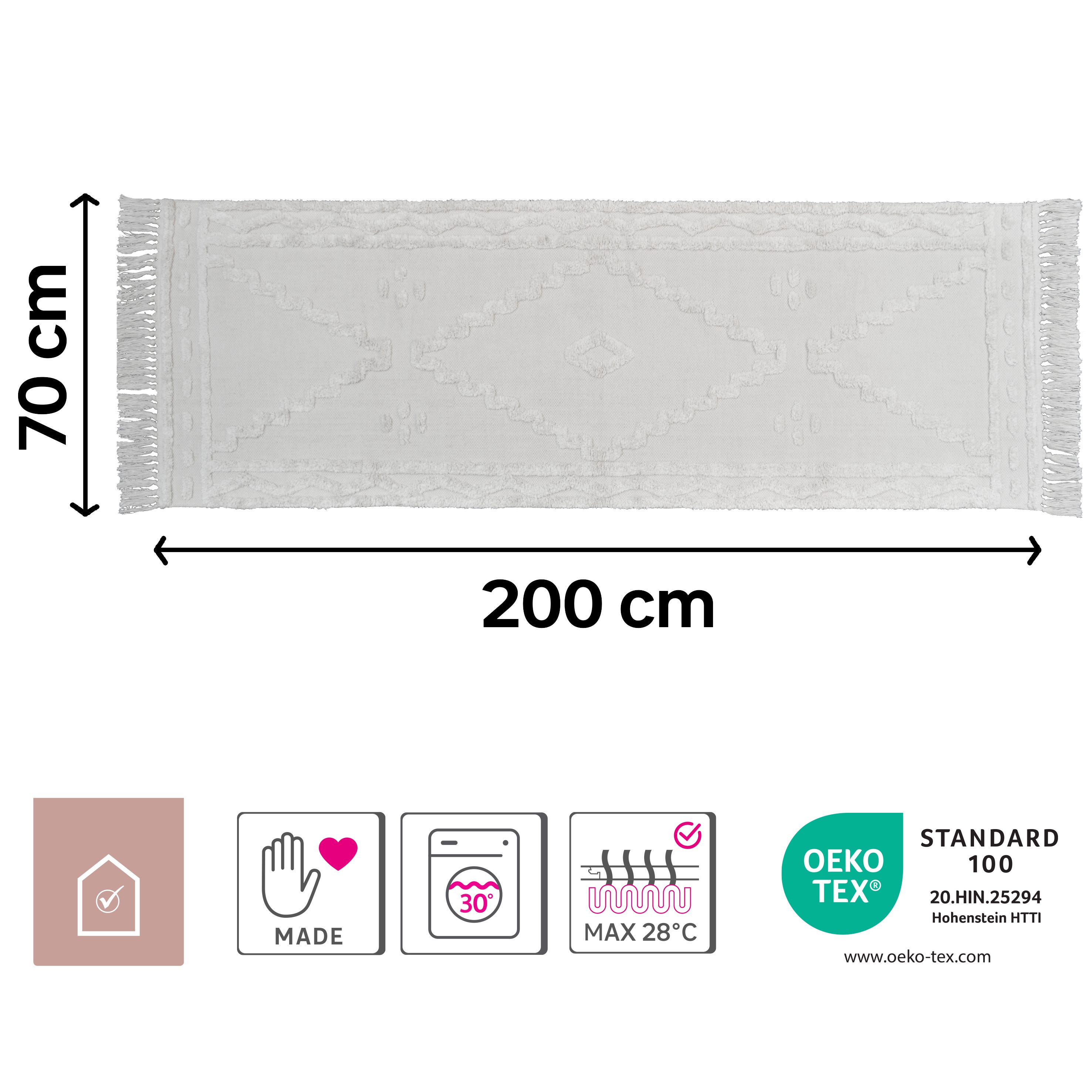 INSPIRE - Tapis motifs ethniques en coton tressé KABALA - 70 x 200 cm - Blanc - 4